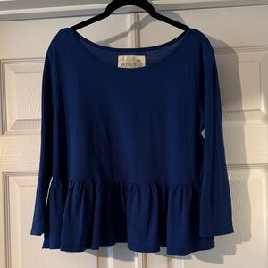 We The Free Navy Long Sleeve Peplum Top